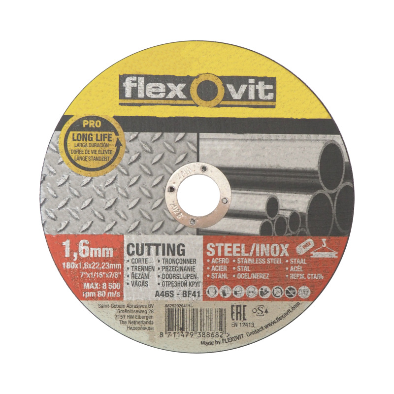 kotúč Flexovit, rezný, na kov a nerez, 180 x 22,23 x 1,6 mm, profi