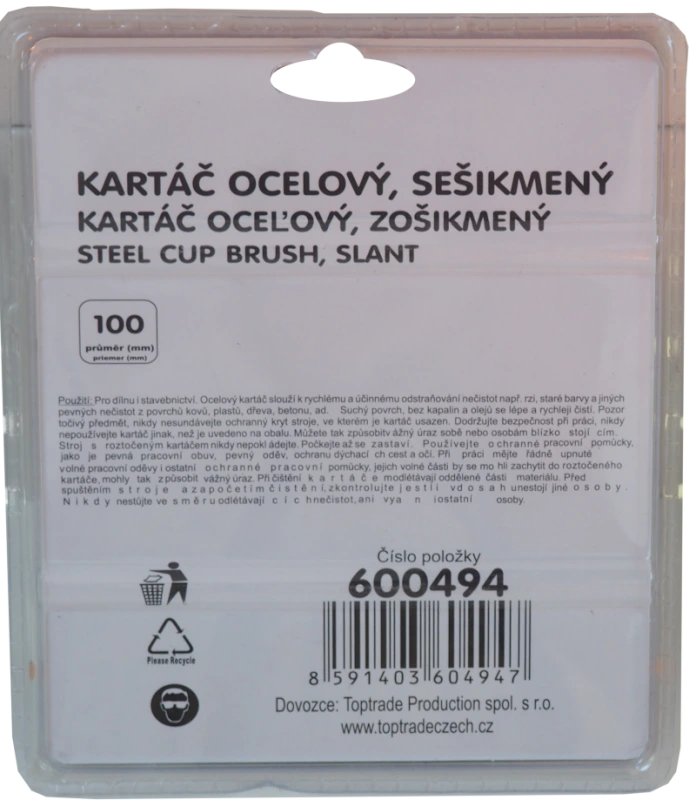 TOPTRADE kartáč oceľový, miskový, M14, O 100 mm 2
