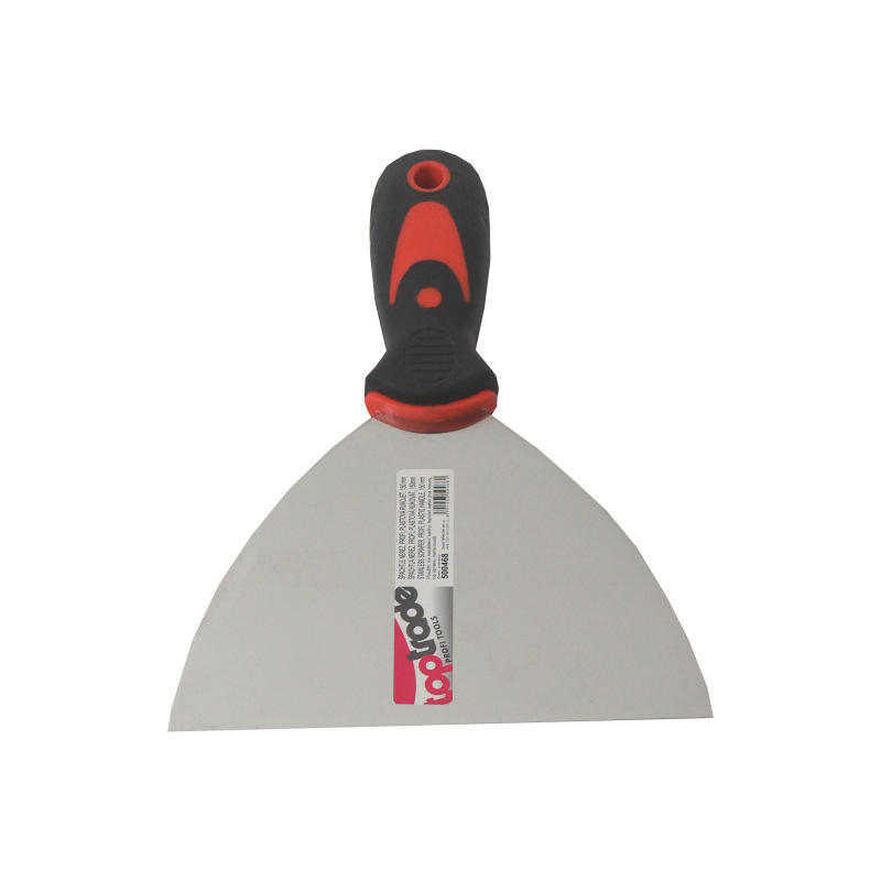 TOPTRADE špachtľa nerezová, s gumenou, ergonomickou rukoväťou, 150 mm, profi 1