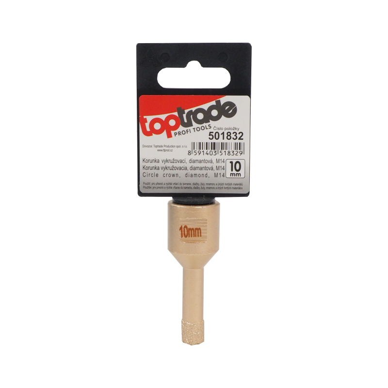 TOPTRADE korunka vykružovacia, diamantová, M14, O 10 mm 1