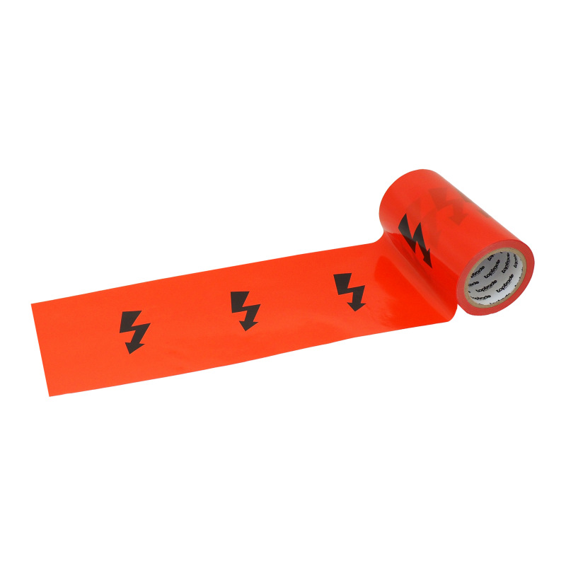 TOPTRADE páska výstražná, nelepiaca, "Pozor elektrické vedenie", červená, 22cmx0,07mmx50m