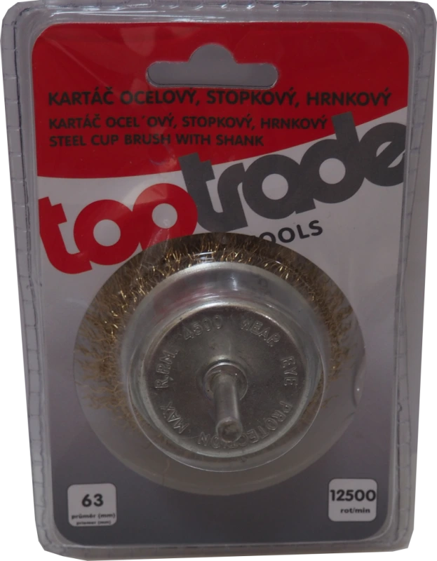 TOPTRADE kartáč oceľový, hrnčekový, stopka, O 6/75 mm 1