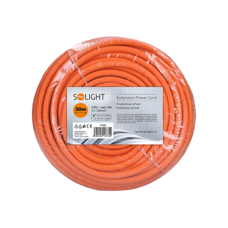 prívod predlžovací 1z - spojka, 30 m, 3 x 1,5 mm2, oranžová 1