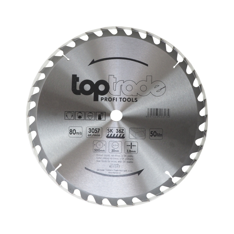 TOPTRADE kotúč pílový, na drevo, s SK plátkami, 36 zubov, 500 x 3,8 x 30 mm 3