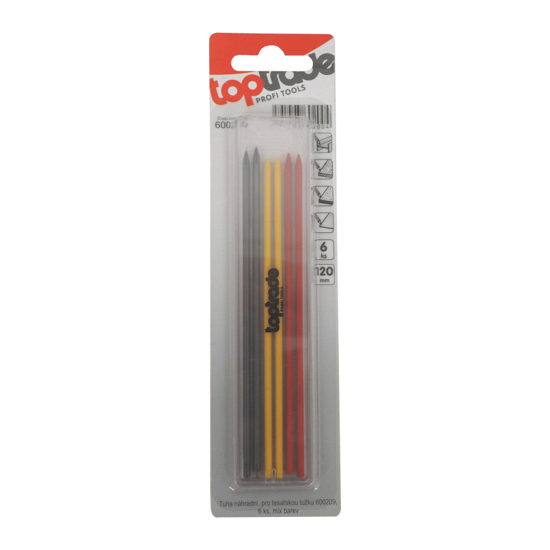 TOPTRADE tuha náhradná, pre tesársku ceruzku 600209, 6 ks, mix farieb, 120 mm 1