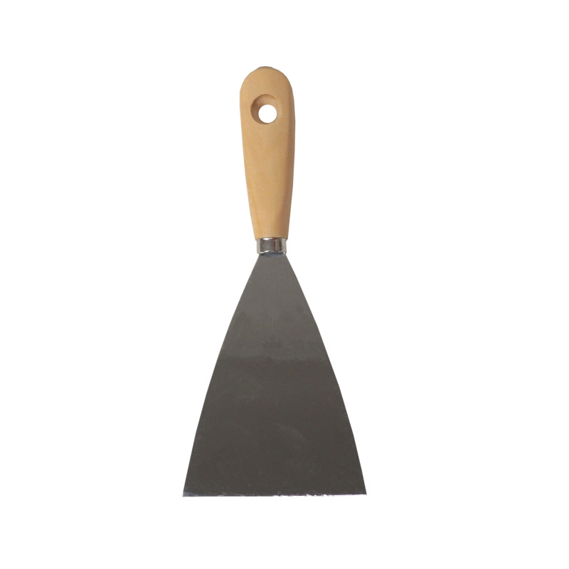 TOPTRADE špachtľa oceľová, s drevenou rukoväťou a náklepovým nitom, 100 mm, hobby