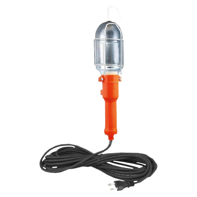 lampa montážna, E27, AC 230V, 5m, oranžová s kovovou mriežkou 1
