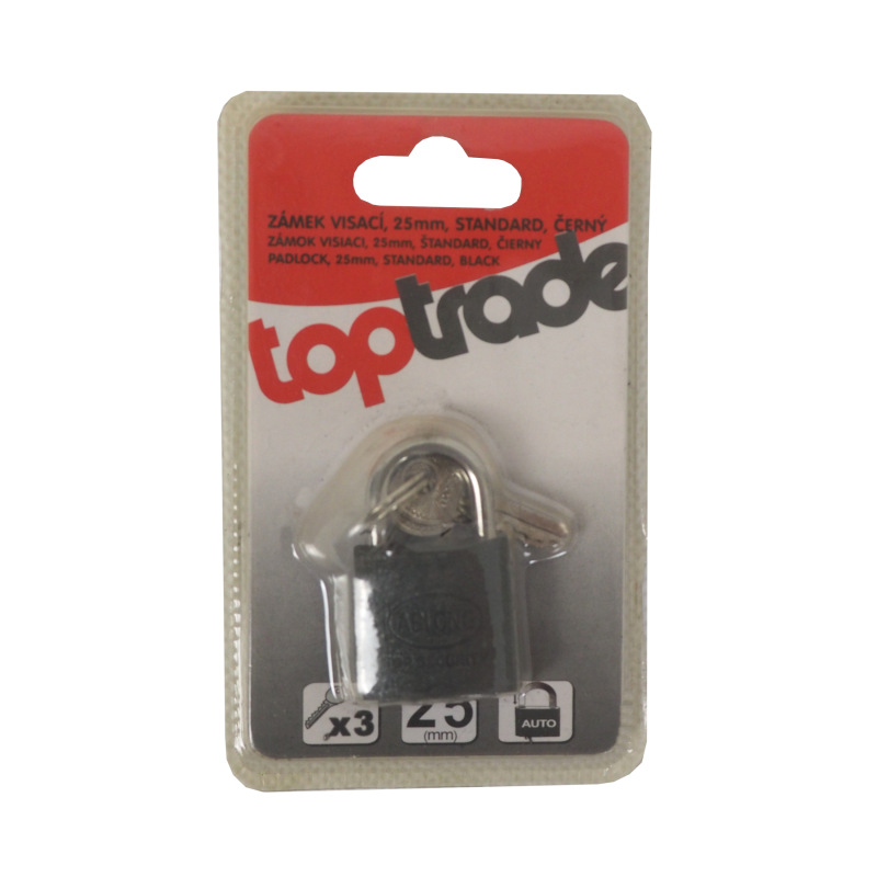 TOPTRADE zámok visiaci, čierny, 25 mm 1