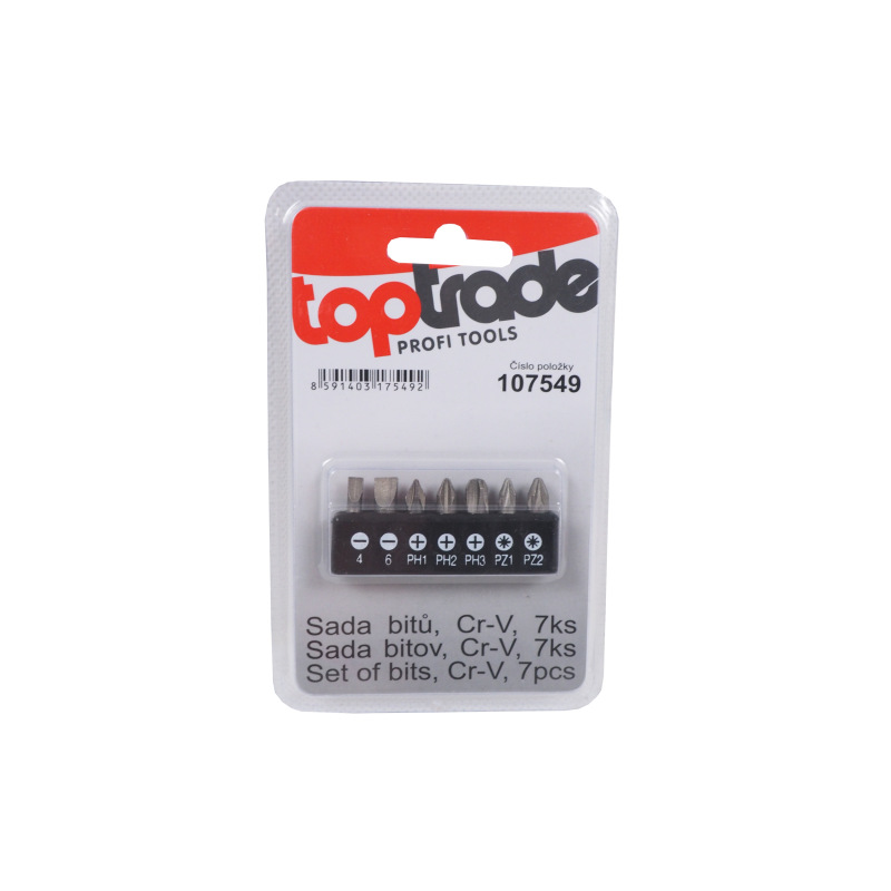 TOPTRADE sada bitov, Cr-V, 7 ks 1