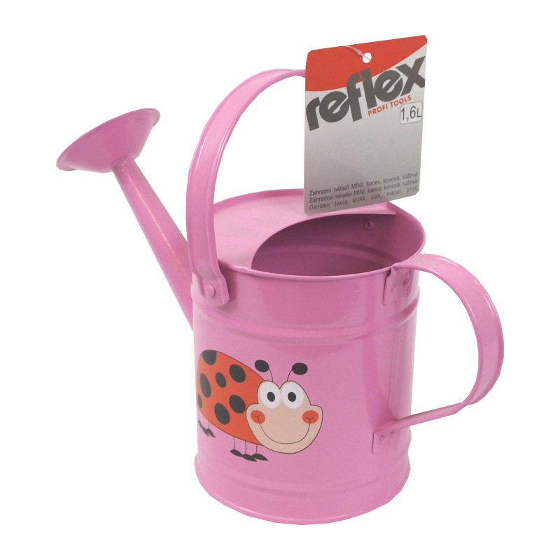 TOPTRADE náradie záhradné, detské - konva, kovová, ružová, 1,6 l 1