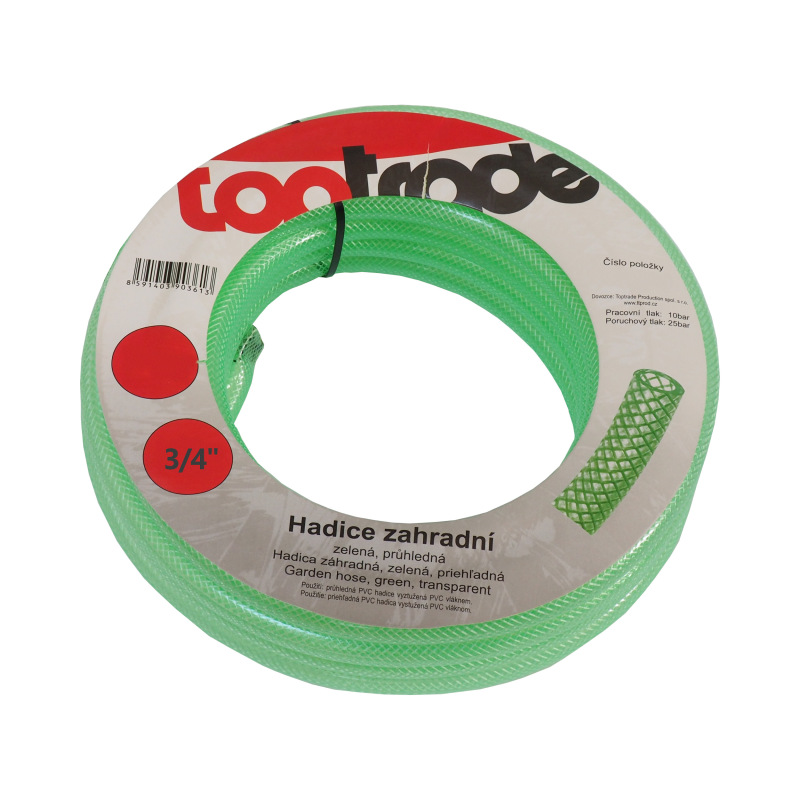 TOPTRADE hadica zahradná, zelená, priehľadná, 3/4", 15 m