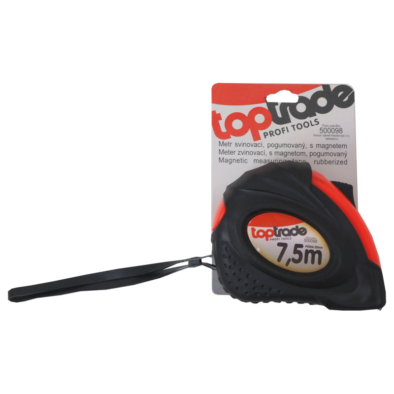 TOPTRADE meter zvinovací, s pogumovaným obalom a magnetom, 25 mm x 7,5 m 1