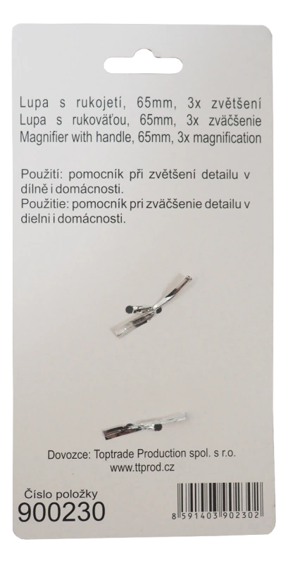 TOPTRADE lupa 3x zväčšenie, 65 mm, s rukoväťou 1