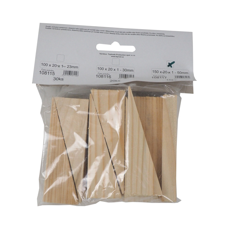TOPTRADE klinky drevené, montážne, balenie 15 ks, 150 x 20 x 50 - 1 mm 1