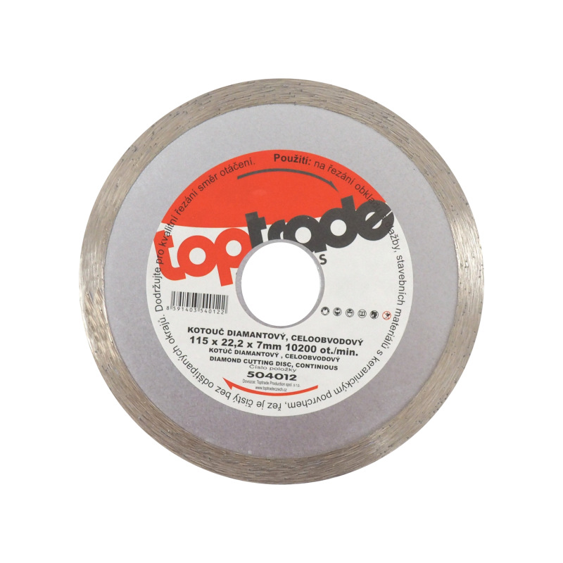 TOPTRADE kotúč diamantový, celoobvodový, 115 x 22.2 x 7 mm, štandard
