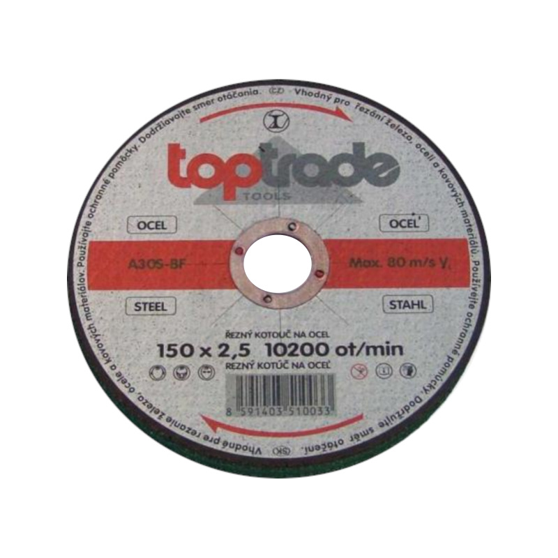 TOPTRADE kotúč brúsny, na kov, 150 x 22,2 x 6,5 mm, štandard 1
