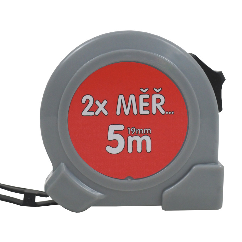 TOPTRADE meter zvinovací, „2x MĚŘ...“, jednobrzdový, 19 mm x 5 m