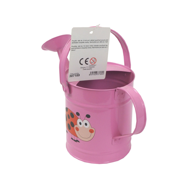 TOPTRADE náradie záhradné, detské - konva, kovová, ružová, 1,6 l 2