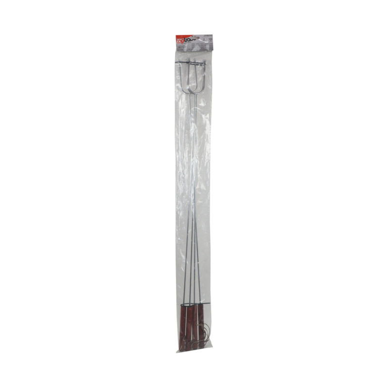 TOPTRADE vidlica opekacia, chróm, drevená rukoväť, sada 4 ks, 105 cm 1
