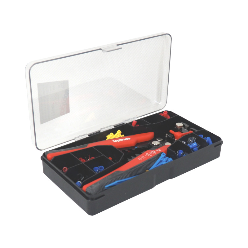 TOPTRADE kliešte odizolovávacie, krimpovacie, 210 mm, súprava 260 ks