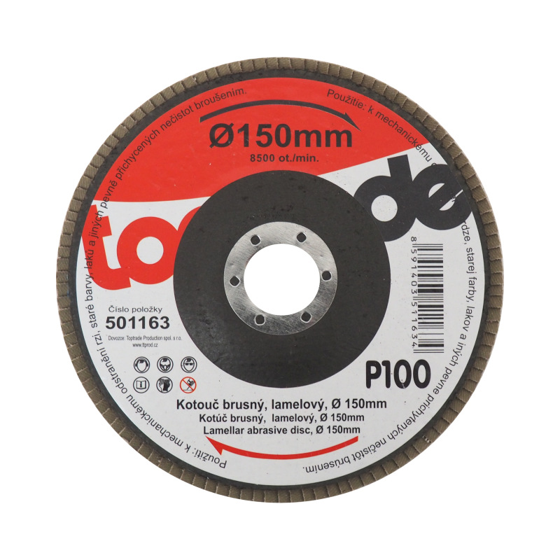 TOPTRADE kotúč brúsny, lamelový, zrnitosť 100, 150 x 22,2 x 2 mm