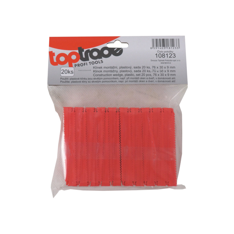 TOPTRADE klin montážny, plastový, sada 20 ks, 76 x 30 x 9 mm 1