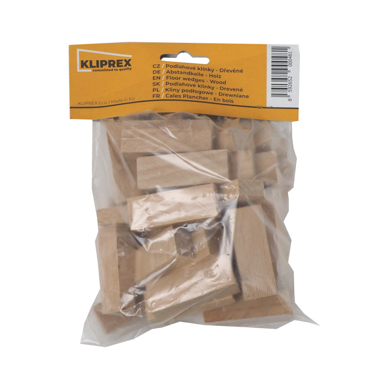 klinky drevené, podlahové, balenie 33 ks, 55 x 20 x 15 - 10 mm 1