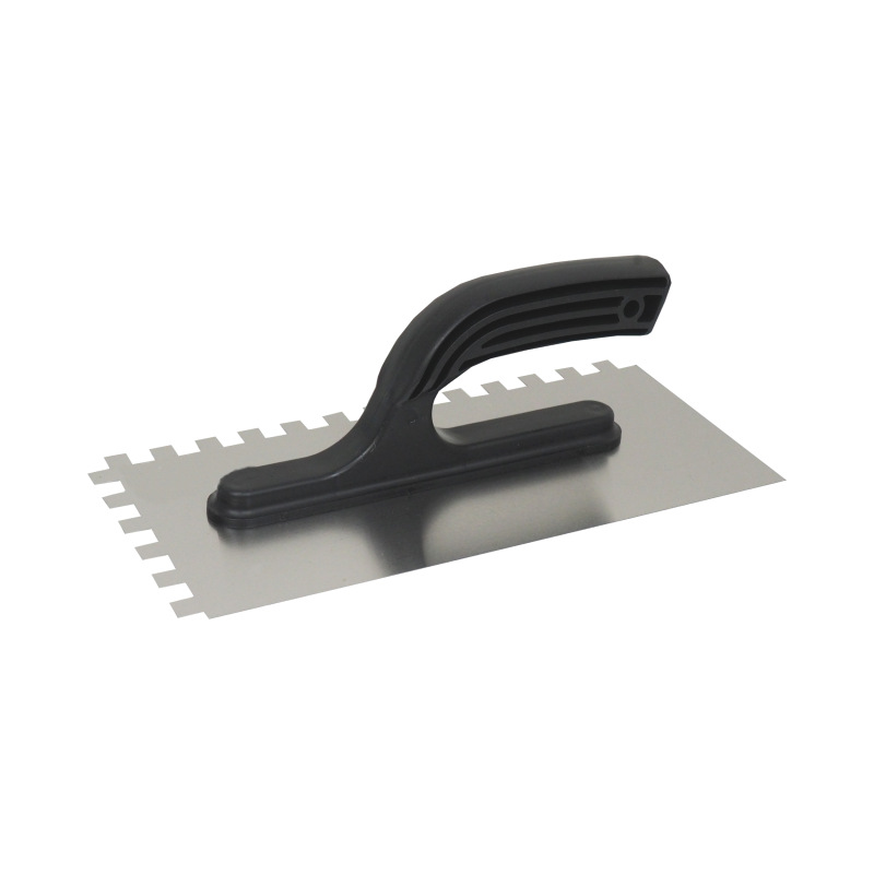 TOPTRADE hladítko nerezové, s plastovou rukoväťou, zub 10 mm, 270 x 130 mm, hobby