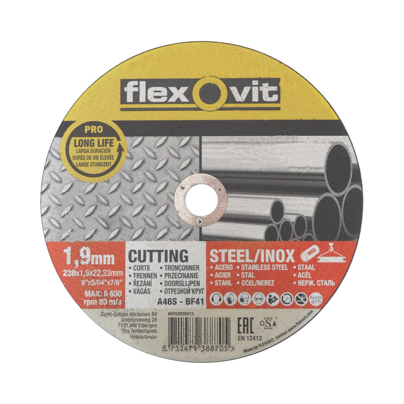 kotúč Flexovit, rezný, na kov a nerez, 230 x 22,23 x 1,9 mm, profi